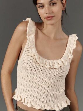 Anthropologie Pilcro Ruffled Sweater Tank Top-Large